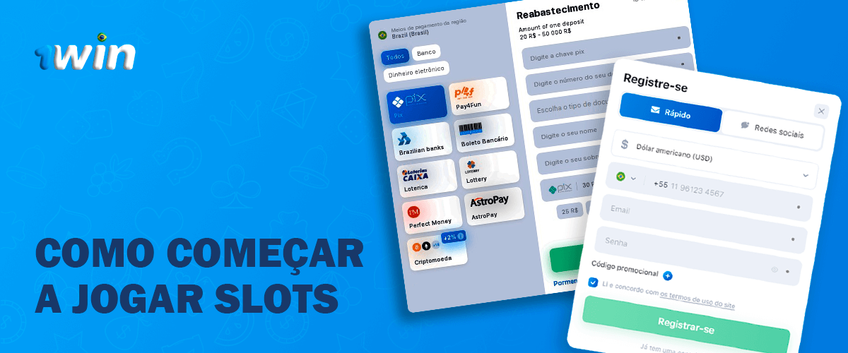 Passos para começar a jogar slots online no 1WIN 